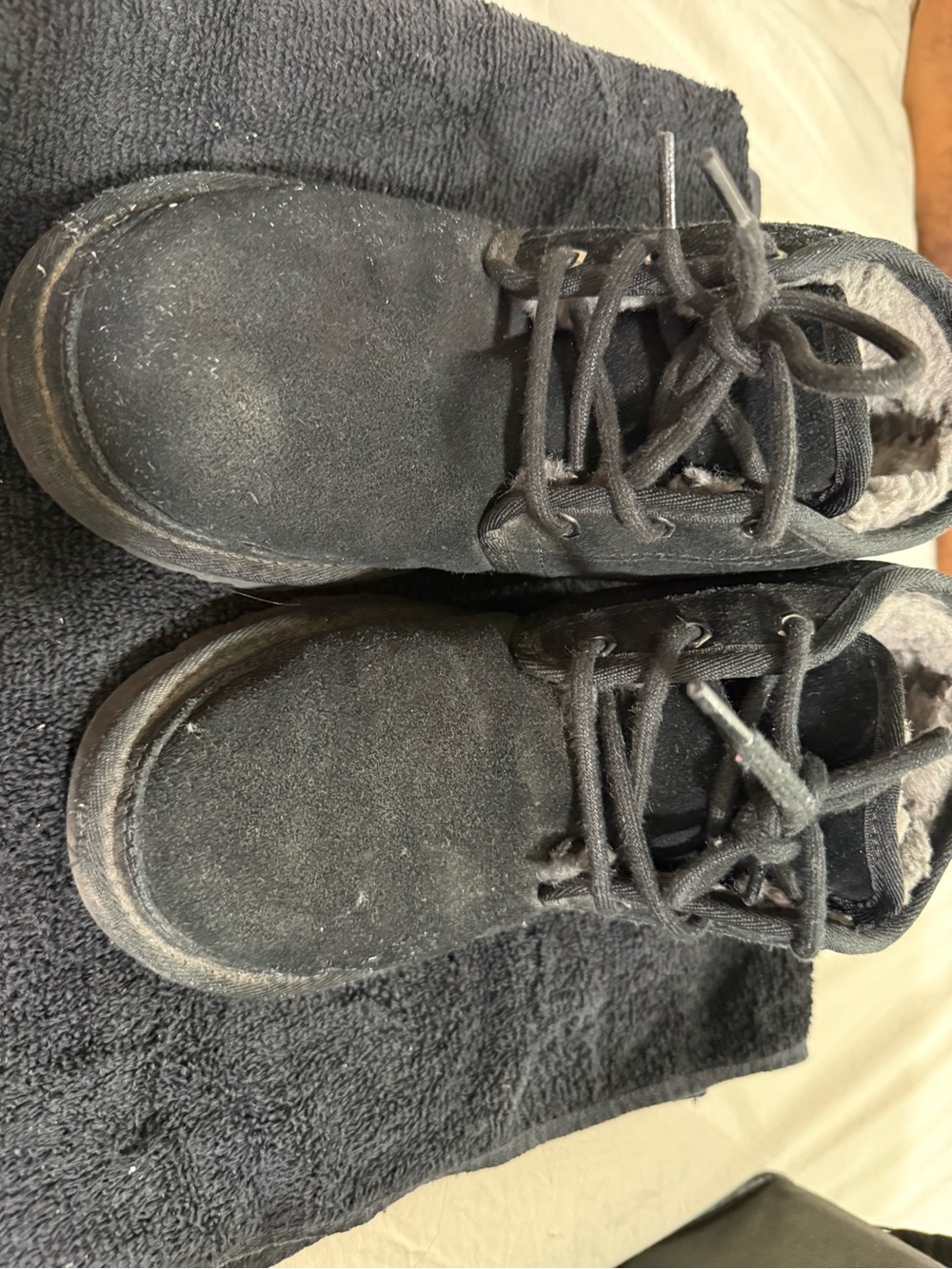 UGG Black Lace-Up Suede Winter Boots